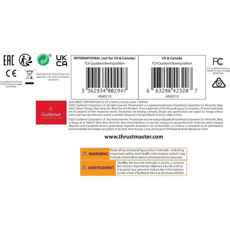 Thrustmaster TCA Quadrant Boeing Edition - Officially Licensed by Boeing - for Xbox Series X,S / Xbox One / PC