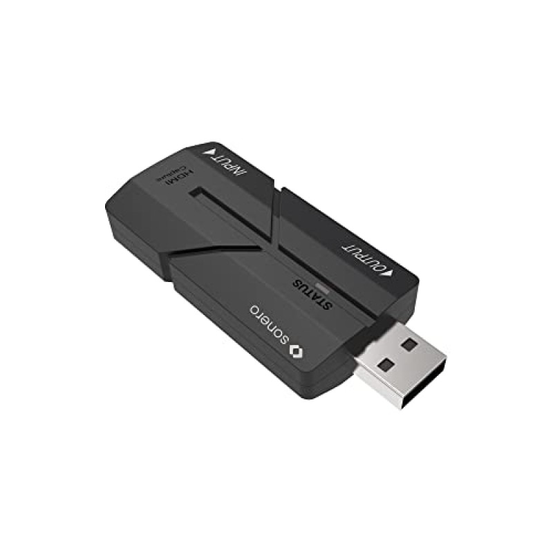 sonero® dongle di acquisizione video da HDMI a USB - ingresso fino a 4K a 30Hz | Uscita fino a 1080p @ 60Hz | Conforme a HDMI 1.4 e HDCP 1.4
