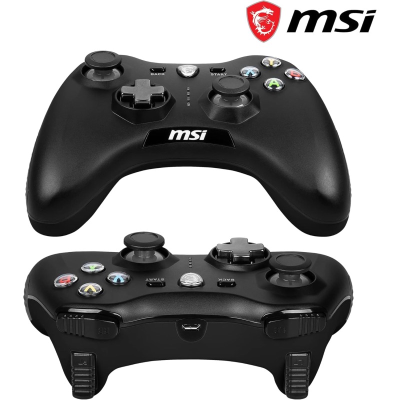 MSI FORCE GC30 V2 Wireless PC Gamepad Controller - 2.4 GHz, batteria Li-Ion 600mAh, coperture D-Pad sostituibili, due motori a vibrazione, USB 2.0 - cablato/wireless - Nero MSI FORCE GC30 V2 Wireless PC Gamepad Controller - 2.4 GHz, batteria Li-Ion 600mAh, coperture D-Pad sostituibili, due motori a vibrazione, USB 2.0 - cablato/wireless - Nero