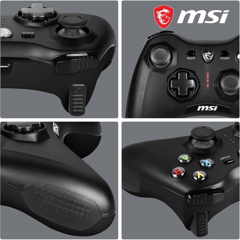 MSI FORCE GC30 V2 Wireless PC Gamepad Controller - 2.4 GHz, batteria Li-Ion 600mAh, coperture D-Pad sostituibili, due motori a vibrazione, USB 2.0 - cablato/wireless - Nero MSI FORCE GC30 V2 Wireless PC Gamepad Controller - 2.4 GHz, batteria Li-Ion 600mAh, coperture D-Pad sostituibili, due motori a vibrazione, USB 2.0 - cablato/wireless - Nero