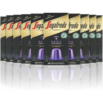 Segafredo Zanetti 100 Capsule in Alluminio compatibili con Nespresso di Caffè 100% Perù ricco e vellutato (10 Astucci da 10 Capsule) - Adatte per Macchine Nespresso Original