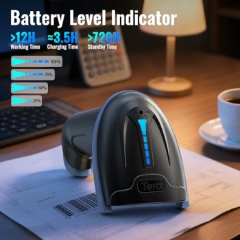 Tera 2D QR Lettore di Codici a Barre Senza Fili USB Cablato 1D 2D Wireless Barcode Scanner Codici a Barre Digitali/Stampati Funziona con Windows Mac Linux, D5100 - 2D Blau