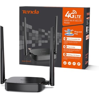 Tenda 4G03 Pro Router 4G LTE Cat4 Wireless N300Mbps, Router WiFi con SIM, Ricarica con Power Bank, Due Antenne Esterne, Porta LAN/WAN, Modem 4G SIM, Senza Configurazione, Plug&Play