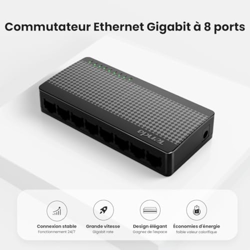 Tenda Switch Ethernet 8 Porte Gigabit, Switch Gigabit 10/100/1000 Mbps, Switch Rete con Indicatore LED, Plug & Play, Mini Formato, Montaggio Desktop o a Parete, Guscio di Plastica (SG108 V4.0) - Switch 8 Porte
