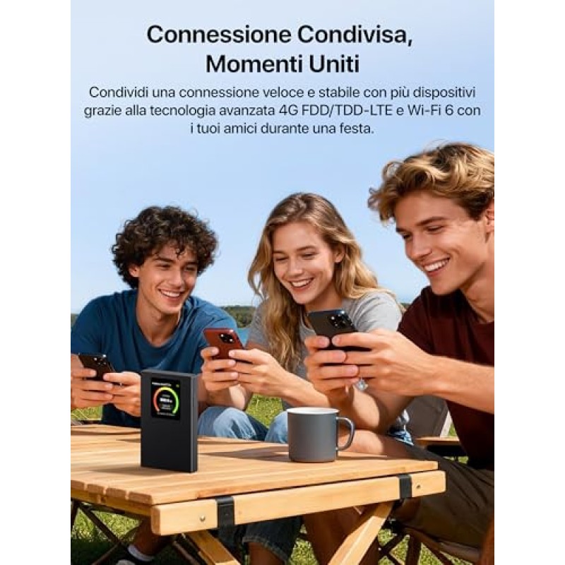 Tenda (Nuovo) MF6 Saponetta WiFi con SIM CAT 4 150Mbps, Wi-Fi 6 AX300Mbps, Router WiFi con SIM Portatile, Schermo LCD a Colori, Batteria Ricaricabile, USB-C Porta, Carica con Powerbank, Plug & Play