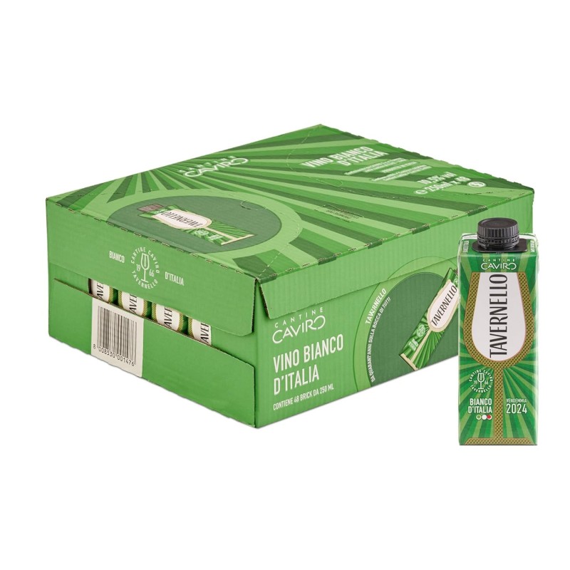 Tavernello Classico Vino Bianco d'Italia, Vino Secco con Profumi Fruttati, 10.5% Vol, Confezione con 48 Brik da 250 ml Tavernello Classico Vino Bianco d'Italia, Vino Secco con Profumi Fruttati, 10.5% Vol, Confezione con 48 Brik da 250 ml