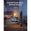 Dreo Ventilatore a torre silenzioso, 20 dB, distanza di lancio, 10 m, 4 velocità, 4 modalità, timer 8 ore, ventilatore oscillante a 90° con telecomando di raffreddamento per camera da letto, Nomad One - Nero