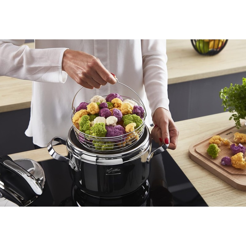 Lagostina Briosa Lagoeasy'Up Pentola a Pressione, 7 L, Acciaio Inox 18/10 & Cestello in filo, Accessorio per Pentola a Pressione capacità 7/9 Litri, Acciaio Inox, Diametro 19 cm - 7L Lagostina Briosa Lagoeasy'Up Pentola a Pressione, 7 L, Acciaio Inox 18/10 & Cestello in filo, Accessorio per Pentola a Pressione capacità 7/9 Litri, Acciaio Inox, Diametro 19 cm - 7L