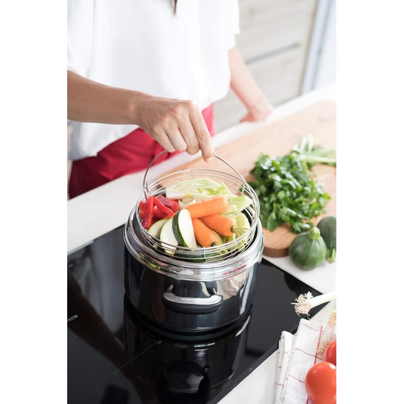 Lagostina Briosa Lagoeasy'Up Pentola a Pressione, 5 L, Acciaio Inox 18/10 & Cestello in filo, Accessorio per Pentola a Pressione capacità 5/6 Litri, Acciaio Inox, Diametro 19 cm - 5L Lagostina Briosa Lagoeasy'Up Pentola a Pressione, 5 L, Acciaio Inox 18/10 & Cestello in filo, Accessorio per Pentola a Pressione capacità 5/6 Litri, Acciaio Inox, Diametro 19 cm - 5L