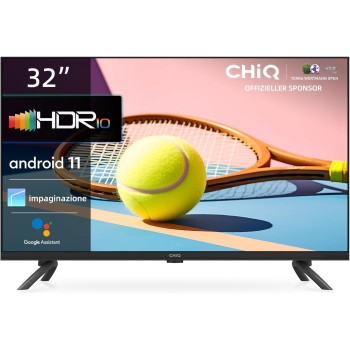 CHiQ L32G7L, 32 Pollici Smart TV, Android 11, HD, Frameless TV, Netflix, Prime Video, Youtube, HDR10, 2.4/5G Wi-Fi, Bluetooth5.0, Chromecast, Google Assistant, DVB-T2/T/S2 - 32”