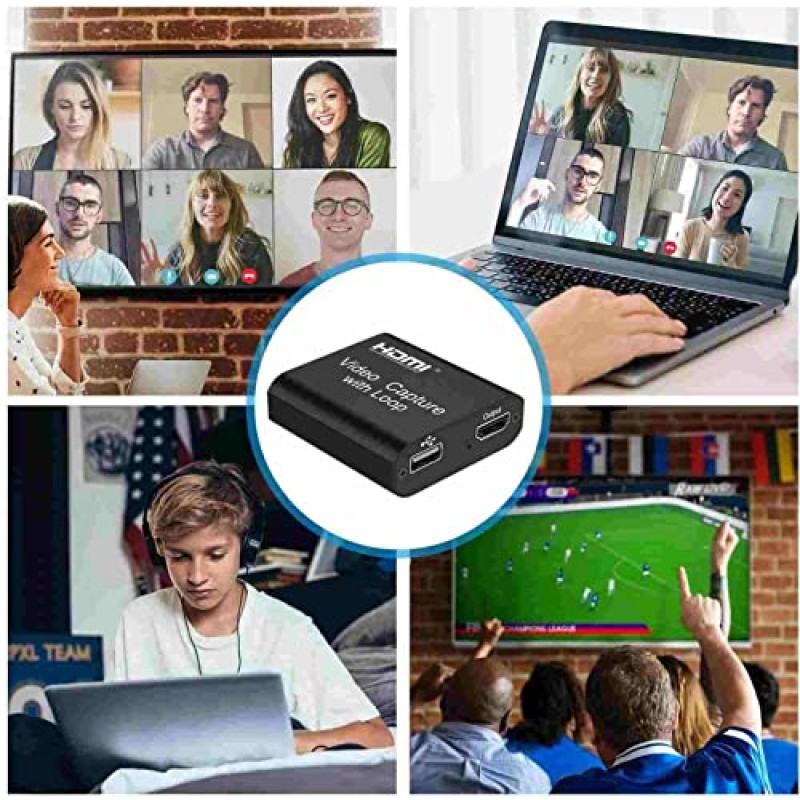 PremiumCord Capture/Grabber HDMI per Registrare Segnali Video e Audio su un Computer Tramite USB, Risoluzione 4K a 30 Hz, Full HD @ 30 Hz, Plug and Play, Uscita HDMI, Nero