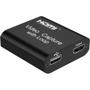 PremiumCord Capture/Grabber HDMI per Registrare Segnali Video e Audio su un Computer Tramite USB, Risoluzione 4K a 30 Hz, Full HD @ 30 Hz, Plug and Play, Uscita HDMI, Nero
