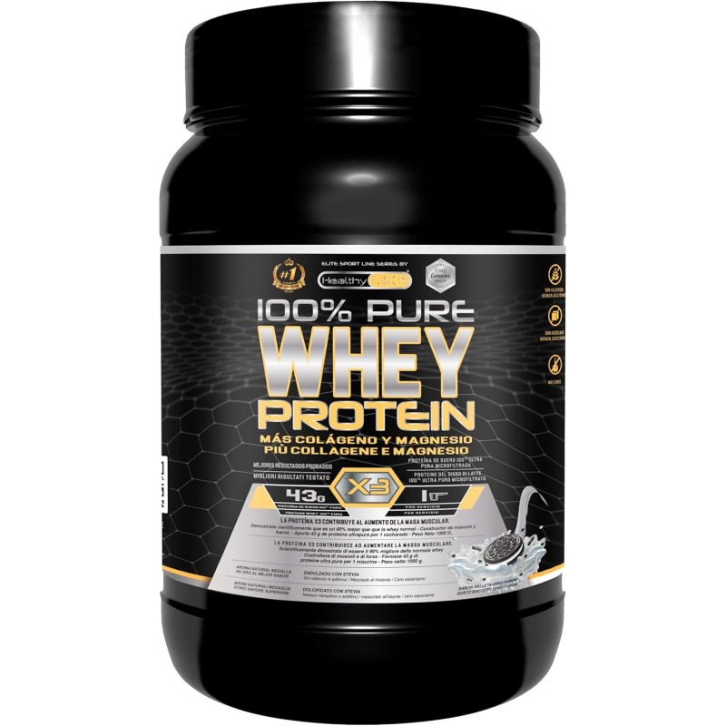 Healthy Fusion Whey Protein, Proteine del siero del latte pure con collagene e magnesio, Migliora i tuoi allenamenti, Proteggi e aumenta la massa muscolare, 1000 g di proteine (gusto biscotto) Healthy Fusion Whey Protein, Proteine del siero del latte pure con collagene e magnesio, Migliora i tuoi allenamenti, Proteggi e aumenta la massa muscolare, 1000 g di proteine (gusto biscotto)