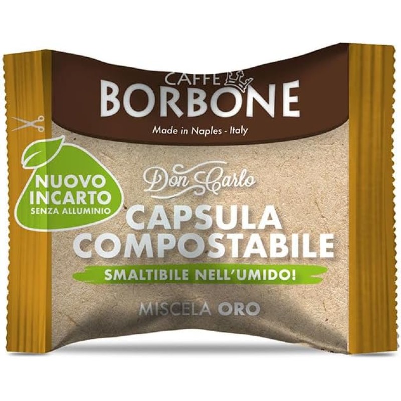 Caffè Borbone Don Carlo Compostabile, Miscela Oro - 100 Capsule - Compatibili con le Macchine ad uso domestico Lavazza* A Modo Mio* - Miscela Oro Caffè Borbone Don Carlo Compostabile, Miscela Oro - 100 Capsule - Compatibili con le Macchine ad uso domestico Lavazza* A Modo Mio* - Miscela Oro