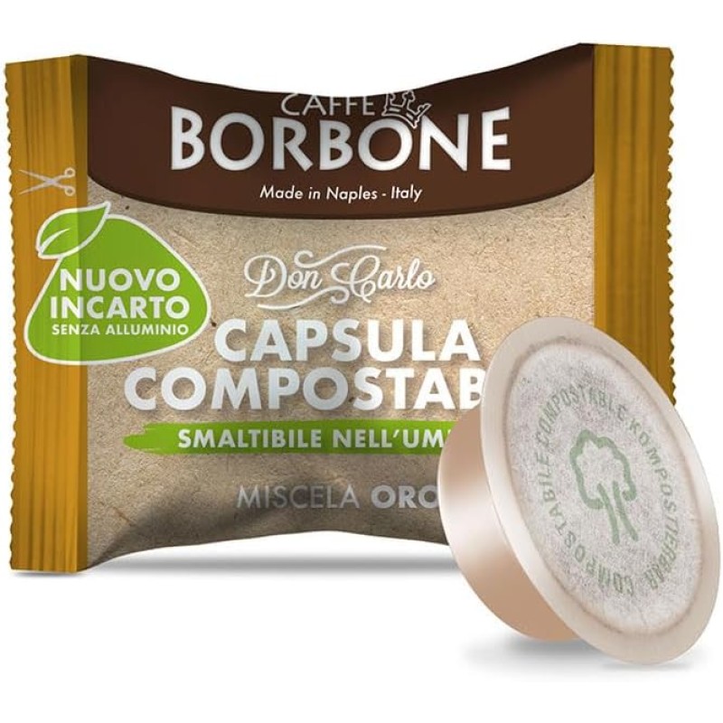 Caffè Borbone Don Carlo Compostabile, Miscela Oro - 100 Capsule - Compatibili con le Macchine ad uso domestico Lavazza* A Modo Mio* - Miscela Oro Caffè Borbone Don Carlo Compostabile, Miscela Oro - 100 Capsule - Compatibili con le Macchine ad uso domestico Lavazza* A Modo Mio* - Miscela Oro