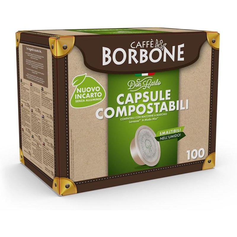 Caffè Borbone Don Carlo Compostabile, Miscela Oro - 100 Capsule - Compatibili con le Macchine ad uso domestico Lavazza* A Modo Mio* - Miscela Oro Caffè Borbone Don Carlo Compostabile, Miscela Oro - 100 Capsule - Compatibili con le Macchine ad uso domestico Lavazza* A Modo Mio* - Miscela Oro