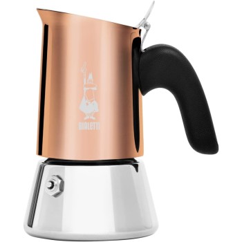 Bialetti Caffettiera New Venus 2 tazze, manico antiscottatura, non adatta all'induzione, 2 tazze (85 ml), acciaio inossidabile, colore - rame, potenza - 3600 - 2 tazze