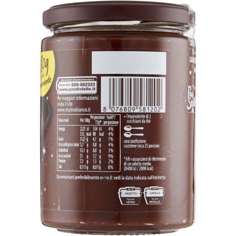 Pan di Stelle Crema Spalmabile di Cacao, Nocciole e Granella di Biscotto, Ideale Per Colazione o Merenda, 380 g - 380 g