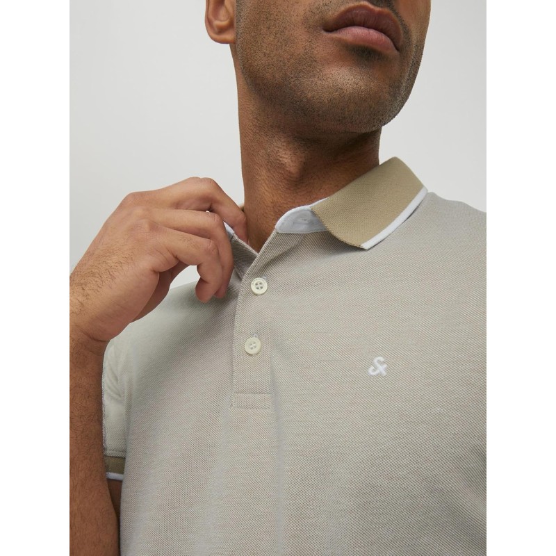 JACK & JONES Polo Plain Shirt Collar Polo - XS Beige JACK & JONES Polo Plain Shirt Collar Polo - XS Beige