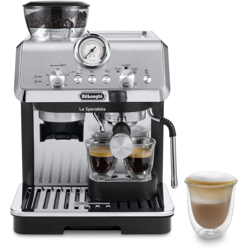 De'Longhi LA SPECIALISTA ARTE EC9155.MB Macchina da caffè Manuale, 3 Ricette Preimpostate, Controllo Attivo della Temperatura, 8 Livelli di Macinazione, Lancia MyLatte Art, incluso KIT BARISTA, Nera - Argento Nero De'Longhi LA SPECIALISTA ARTE EC9155.MB Macchina da caffè Manuale, 3 Ricette Preimpostate, Controllo Attivo della Temperatura, 8 Livelli di Macinazione, Lancia MyLatte Art, incluso KIT BARISTA, Nera - Argento Nero