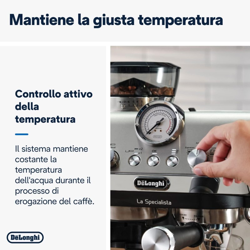 De'Longhi LA SPECIALISTA ARTE EC9155.MB Macchina da caffè Manuale, 3 Ricette Preimpostate, Controllo Attivo della Temperatura, 8 Livelli di Macinazione, Lancia MyLatte Art, incluso KIT BARISTA, Nera - Argento Nero De'Longhi LA SPECIALISTA ARTE EC9155.MB Macchina da caffè Manuale, 3 Ricette Preimpostate, Controllo Attivo della Temperatura, 8 Livelli di Macinazione, Lancia MyLatte Art, incluso KIT BARISTA, Nera - Argento Nero