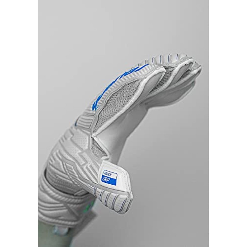 Reusch Attrakt Grip Finger Support Guanti da portiere per adulti con protezione delle dita per tutte le superfici dei campi da gioco - 9 grigio-blu-giallo