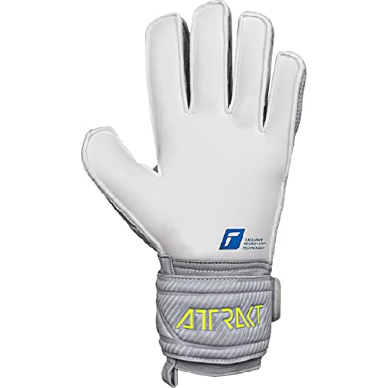 Reusch Attrakt Grip Finger Support Guanti da portiere per adulti con protezione delle dita per tutte le superfici dei campi da gioco - 9 grigio-blu-giallo