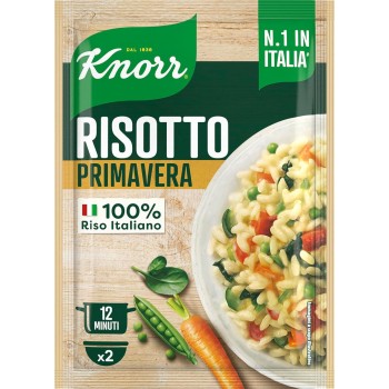 Knorr Risotto Primavera, Risotto Pronto con Ingredienti Naturali, 100% Riso Italiano e Chicci al Dente, Preparazione in Pentola o al Microonde, 175g, 2 Porzioni - 175 g (Confezione da 1)