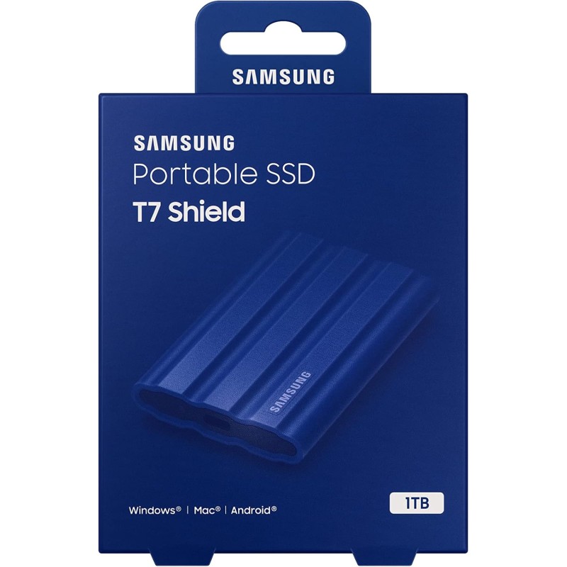 Samsung MU-PE1T0R/EU T7 Shield SSD Portatile da 1TB, USB 3.2 Gen.2, blu,compatibile con Mac, iPhone e iPad - 1 TB Blu