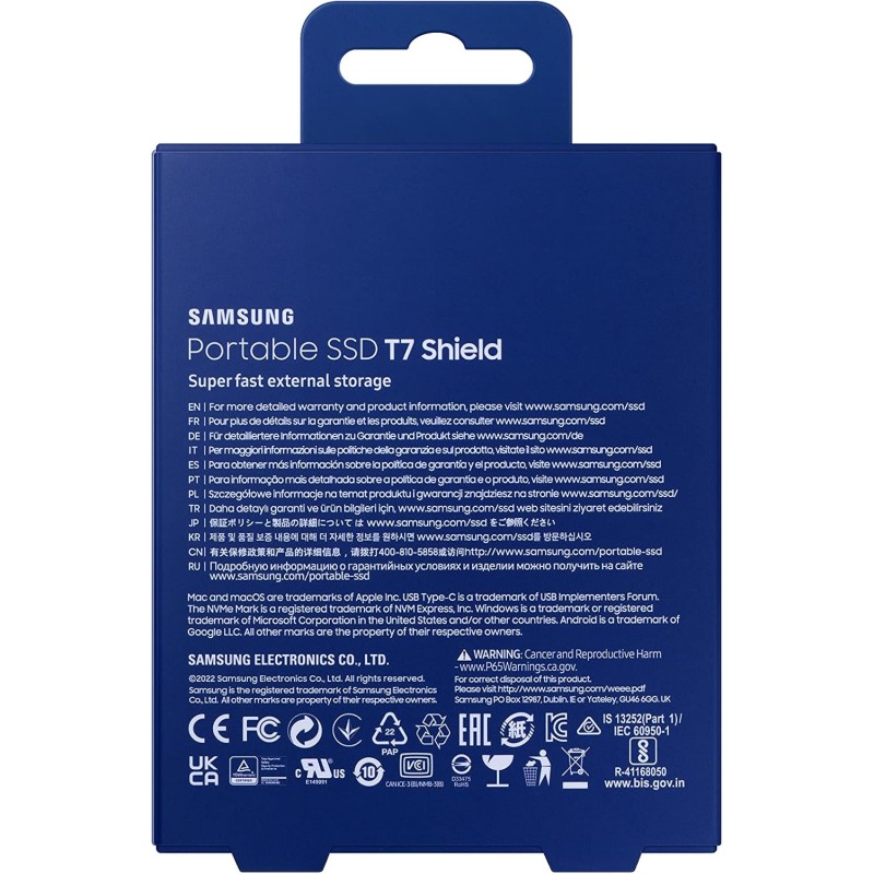 Samsung MU-PE1T0R/EU T7 Shield SSD Portatile da 1TB, USB 3.2 Gen.2, blu,compatibile con Mac, iPhone e iPad - 1 TB Blu
