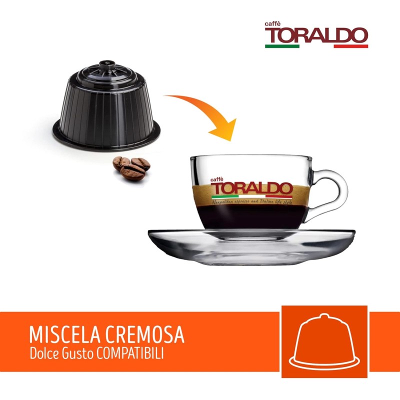CAFFÈ TORALDO | Capsule Compatibile Dolce Gusto* (100 Unità, Miscela Cremosa) - 100 Unità (Confezione da 1) Miscela Cremosa