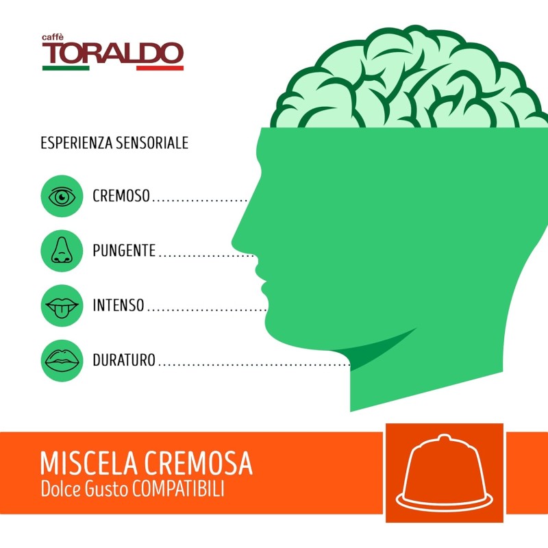 CAFFÈ TORALDO | Capsule Compatibile Dolce Gusto* (100 Unità, Miscela Cremosa) - 100 Unità (Confezione da 1) Miscela Cremosa