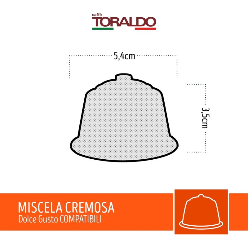 CAFFÈ TORALDO | Capsule Compatibile Dolce Gusto* (100 Unità, Miscela Cremosa) - 100 Unità (Confezione da 1) Miscela Cremosa