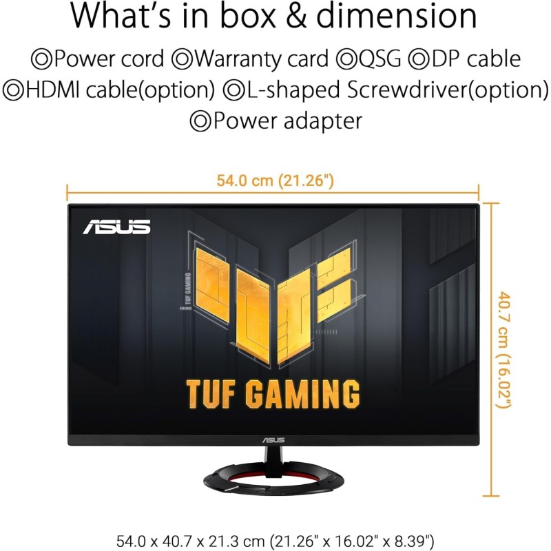 ASUS TUF Gaming VG249Q3R Monitor 23,8", Full HD IPS (1920x1080), 1 ms (GTG), 180Hz, Tecnologia Extreme Low Motion Blur, FreeSync, 100% sRGB, Nero ASUS TUF Gaming VG249Q3R Monitor 23,8", Full HD IPS (1920x1080), 1 ms (GTG), 180Hz, Tecnologia Extreme Low Motion Blur, FreeSync, 100% sRGB, Nero