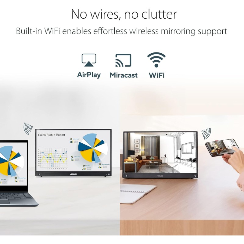 ASUS ZenScreen GO Monitor da Gaming Portatile 15.6” 1080P FHD (MB16AWP) - Monitor da Viaggio IPS USB-C e HDMI, Mirroring Wireless, Cavalletto Integrato, Monitor Esterno per Laptop, Macbook e Telefono ASUS ZenScreen GO Monitor da Gaming Portatile 15.6” 1080P FHD (MB16AWP) - Monitor da Viaggio IPS USB-C e HDMI, Mirroring Wireless, Cavalletto Integrato, Monitor Esterno per Laptop, Macbook e Telefono