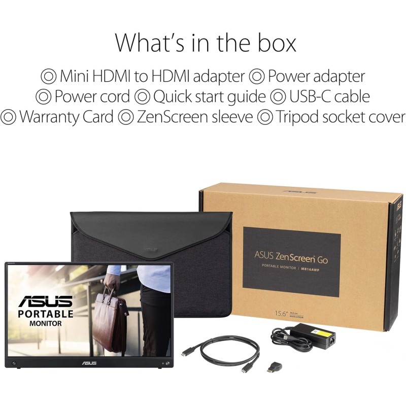 ASUS ZenScreen GO Monitor da Gaming Portatile 15.6” 1080P FHD (MB16AWP) - Monitor da Viaggio IPS USB-C e HDMI, Mirroring Wireless, Cavalletto Integrato, Monitor Esterno per Laptop, Macbook e Telefono ASUS ZenScreen GO Monitor da Gaming Portatile 15.6” 1080P FHD (MB16AWP) - Monitor da Viaggio IPS USB-C e HDMI, Mirroring Wireless, Cavalletto Integrato, Monitor Esterno per Laptop, Macbook e Telefono