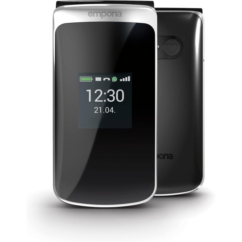 Emporia TOUCHsmart.2 - New Edition, Telefono cellulare 4G per Anziani, tasto dedicato per WhatsApp e app di messagistica, Volume alto, Display 3.25" a colori, Basetta di ricarica, Nero (Italia) Emporia TOUCHsmart.2 - New Edition, Telefono cellulare 4G per Anziani, tasto dedicato per WhatsApp e app di messagistica, Volume alto, Display 3.25" a colori, Basetta di ricarica, Nero (Italia)