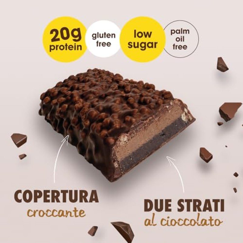 Enervit, The Protein Deal Crunchy Double Choco Storm, Barrette Proteiche, Gusto Cioccolato Fondente, 20g di Proteine, 0,1g di Zuccheri, Snack Goloso, Senza Glutine, 12 Barrette da 55g - 55 g (Confezione da 12) Enervit, The Protein Deal Crunchy Double Choco Storm, Barrette Proteiche, Gusto Cioccolato Fondente, 20g di Proteine, 0,1g di Zuccheri, Snack Goloso, Senza Glutine, 12 Barrette da 55g - 55 g (Confezione da 12)