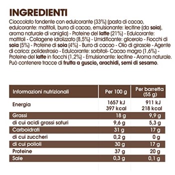 Enervit, The Protein Deal Crunchy Double Choco Storm, Barrette Proteiche, Gusto Cioccolato Fondente, 20g di Proteine, 0,1g di Zuccheri, Snack Goloso, Senza Glutine, 12 Barrette da 55g - 55 g (Confezione da 12)