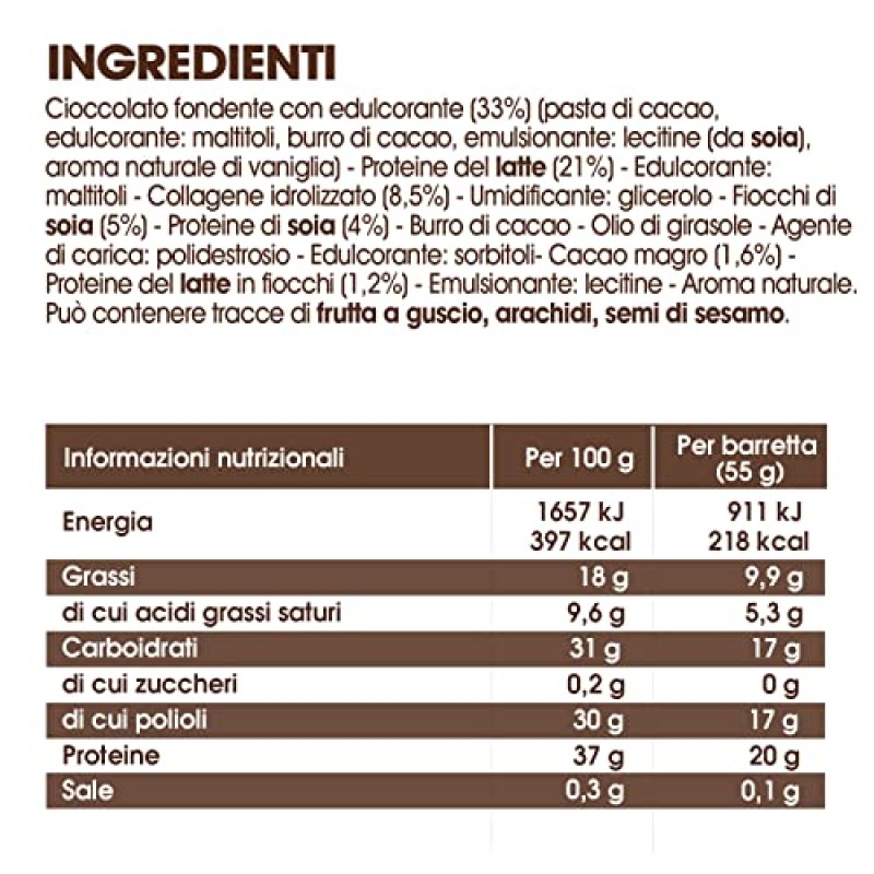 Enervit, The Protein Deal Crunchy Double Choco Storm, Barrette Proteiche, Gusto Cioccolato Fondente, 20g di Proteine, 0,1g di Zuccheri, Snack Goloso, Senza Glutine, 12 Barrette da 55g - 55 g (Confezione da 12) Enervit, The Protein Deal Crunchy Double Choco Storm, Barrette Proteiche, Gusto Cioccolato Fondente, 20g di Proteine, 0,1g di Zuccheri, Snack Goloso, Senza Glutine, 12 Barrette da 55g - 55 g (Confezione da 12)