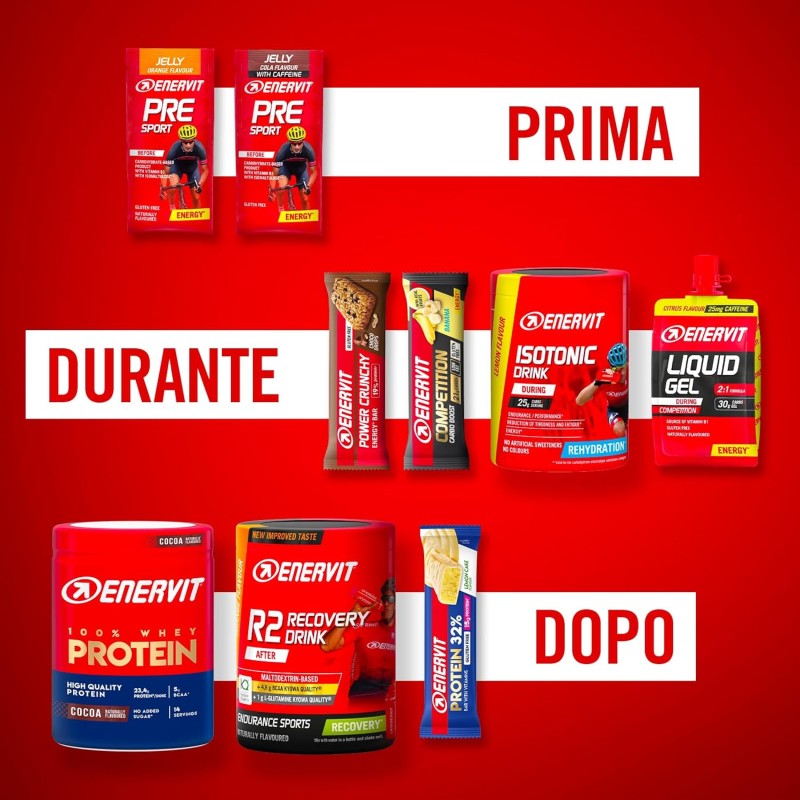 Enervit, Protein Bar 50% Dark Choco, Barrette Proteiche, 20g di Proteine, Low Sugar, con Vitamina D e B6, Gusto Cioccolato Fondente, Per il Recupero Dopo lo Sport, Senza Glutine, 12 Barrette da 40g