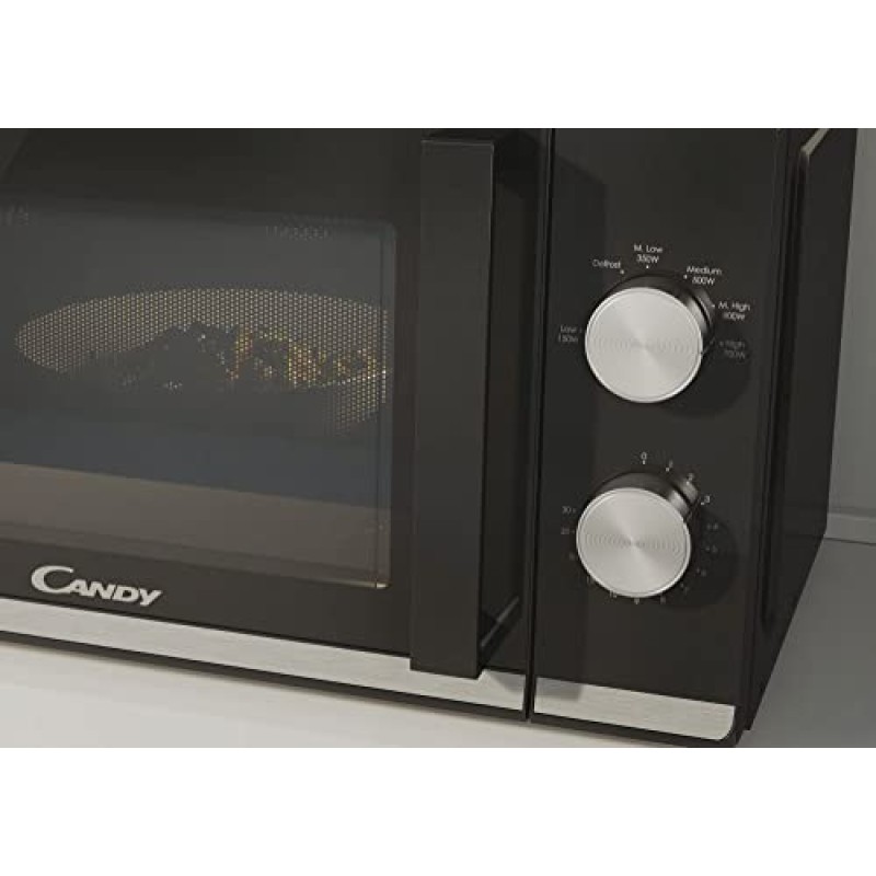 Candy Moderna Forno a Microonde 20 Litri, 700W, 6 Livelli di Potenza, Funzione Defrost, Timer e Segnale Acustico di Fine Cottura, Libera Installazione, 45,2 x 34,6 x 26,2 cm, Nero - CMW20TNMB