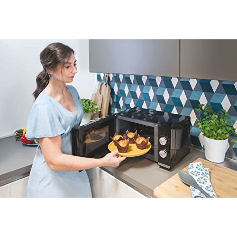 Candy Moderna Forno a Microonde 20 Litri, 700W, 6 Livelli di Potenza, Funzione Defrost, Timer e Segnale Acustico di Fine Cottura, Libera Installazione, 45,2 x 34,6 x 26,2 cm, Nero - CMW20TNMB