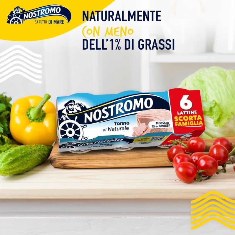Nostromo - Tonno al naturale, 6 lattine da 70gr. Meno dell'1% di grassi, senza conservanti - 56 g (Confezione da 6)