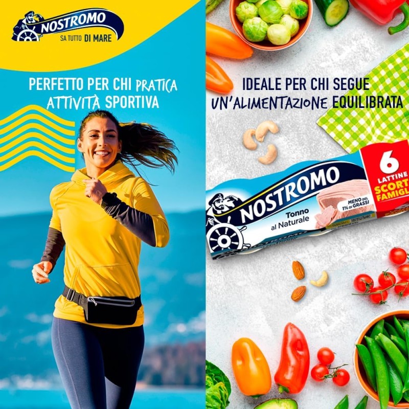 Nostromo - Tonno al naturale, 6 lattine da 70gr. Meno dell'1% di grassi, senza conservanti - 56 g (Confezione da 6)