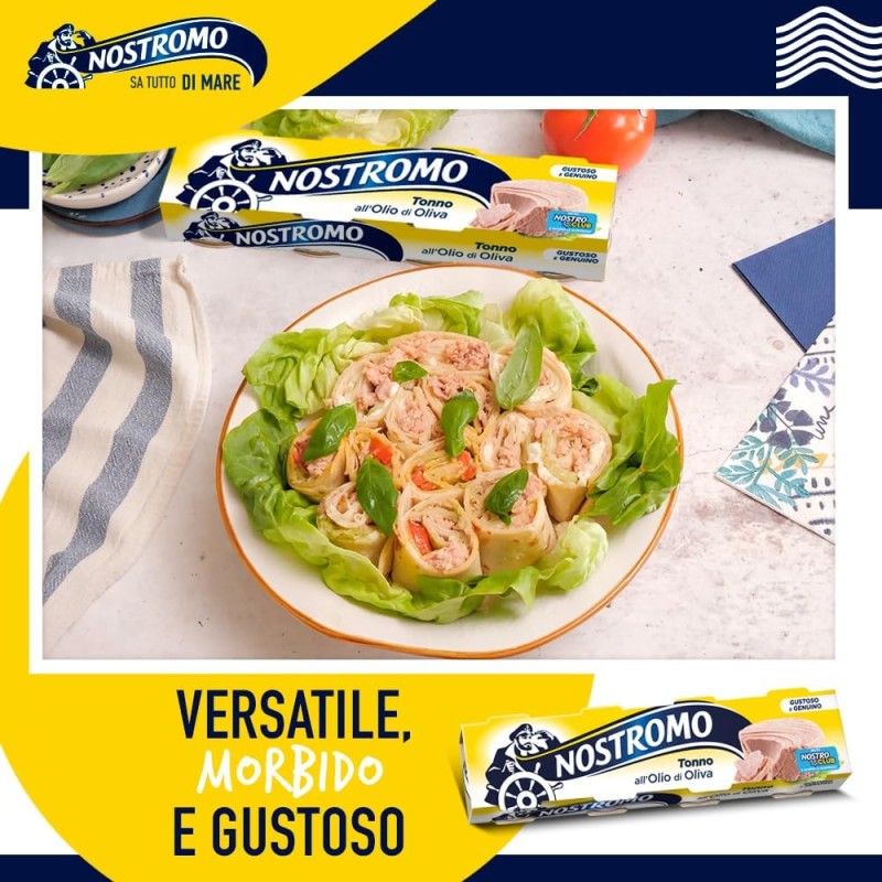 Nostromo - Tonno all'olio di oliva, 4 lattine da 70gr. Fonte di proteine, senza conservanti Nostromo - Tonno all'olio di oliva, 4 lattine da 70gr. Fonte di proteine, senza conservanti