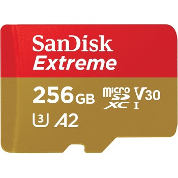 SanDisk Extreme 256GB scheda microSDXC + RescuePro Deluxe, Micro SD fino a 190 MB/s, + adattatore SD, con prestazioni app A2, UHS-I, Class 10, U3, V30 - 256GB