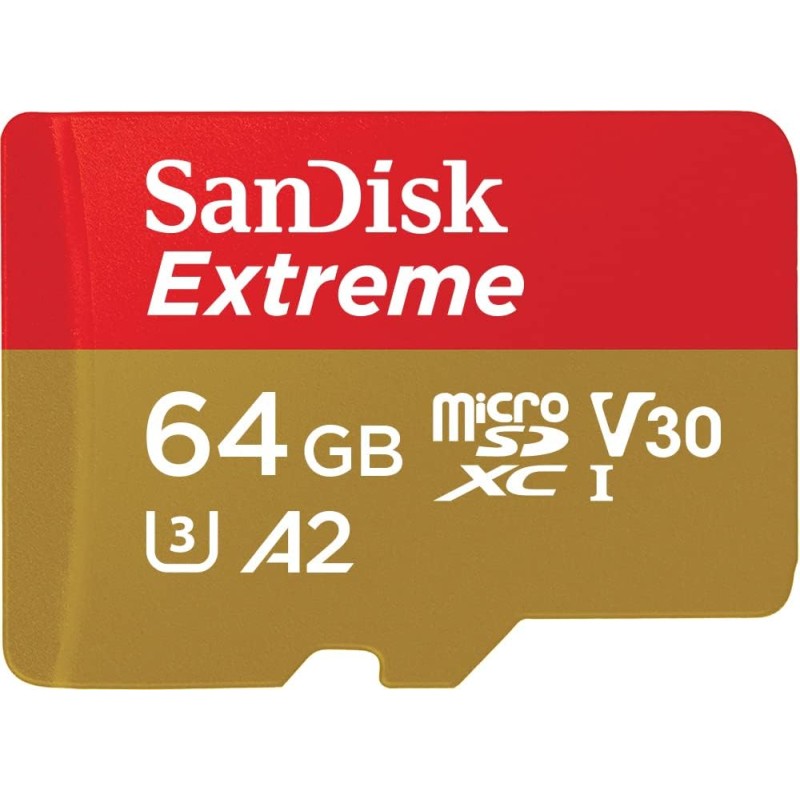 SanDisk 64 GB Scheda microSDXC Extreme per Action Cam e Drones + adattatore SD + RescuePRO Deluxe, fino a 170 MB/s, con A2 App Performance, UHS-I, Classe 10, U3, V30 - 64GB