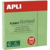 APLI 19084 - Note adesive FUNNY 75 x 75 mm - Blocco da 100 fogli verde pastello - Verde