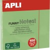 APLI 19084 - Note adesive FUNNY 75 x 75 mm - Blocco da 100 fogli verde pastello - Verde
